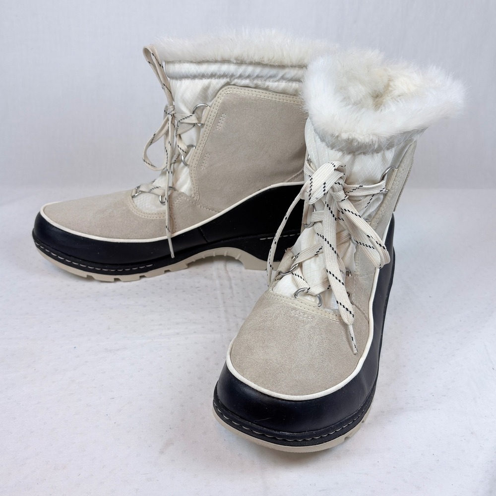 Sorel Tivoli III Winter Boots Womens 10 Waterproof Faux Fur Fawn / Sea Salt